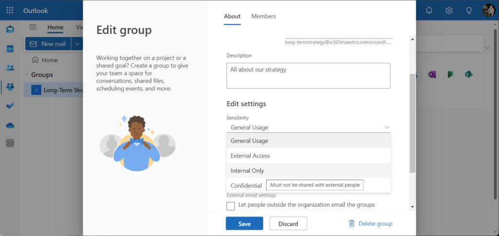 Working with classifications in OWA
Entra ID classifications