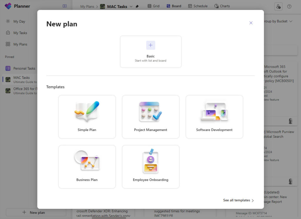 Creating a plan in the new Planner app.