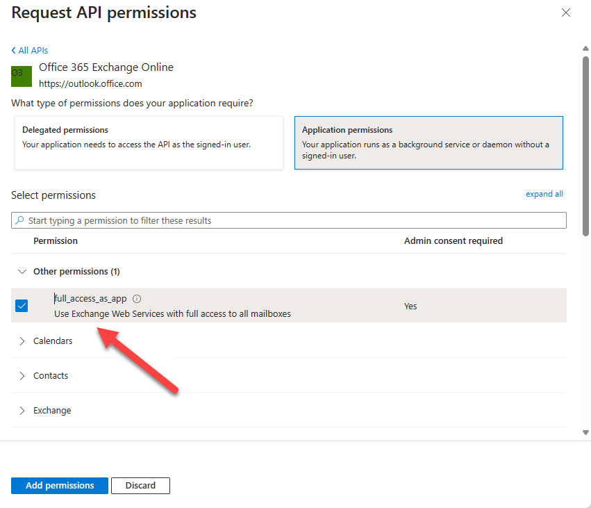 Assigning the full_access_as_app permission to an Entra ID registered app