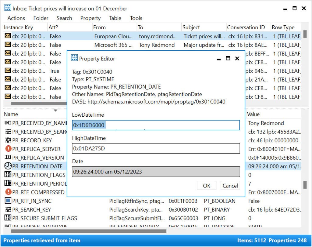 Retention date stamped on a mailbox item
Managed Folder Assistant