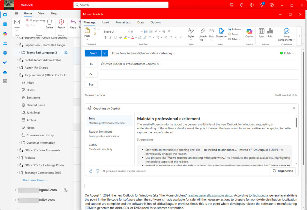 The new Outlook for Windows client.