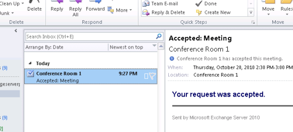 Exchange Server 2010 Room Mailbox Auto-Acceptance Message Exchange Server 2010 Room Mailbox Auto-Acceptance Message
