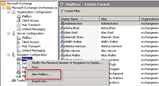 Exchange Server 2010 New Mailbox Wizard Exchange Server 2010 New Mailbox Wizard