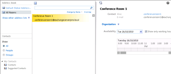 Exchange Server 2010 Room Mailbox Address List Exchange Server 2010 Room Mailbox Address List