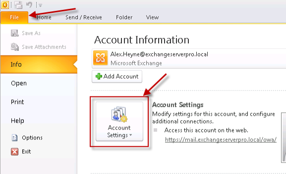 Outlook 2010 Account Settings for Exchange Server 2010 Outlook Anywhere Outlook 2010 Account Settings for Exchange Server 2010 Outlook Anywhere