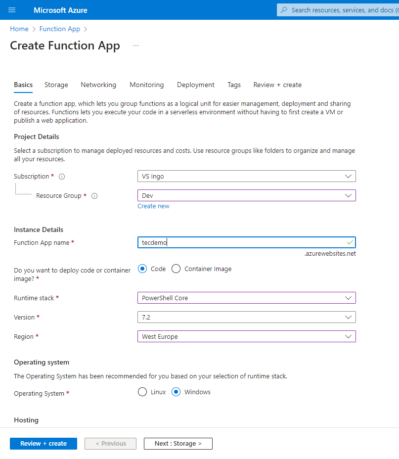 Using Azure Functions for Exchange Online