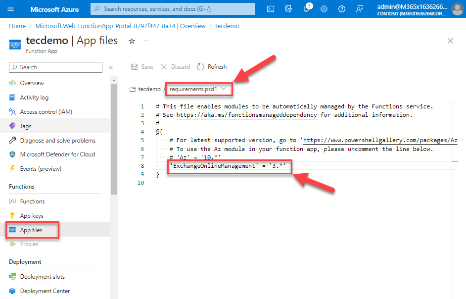 Using Azure Functions for Exchange Online